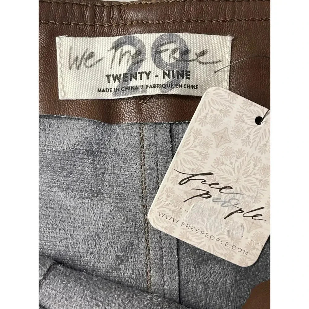 We The Free Spitfire Skinny Faux Leather HighWaist Pants size 29 Brown - Picture 5 of 9